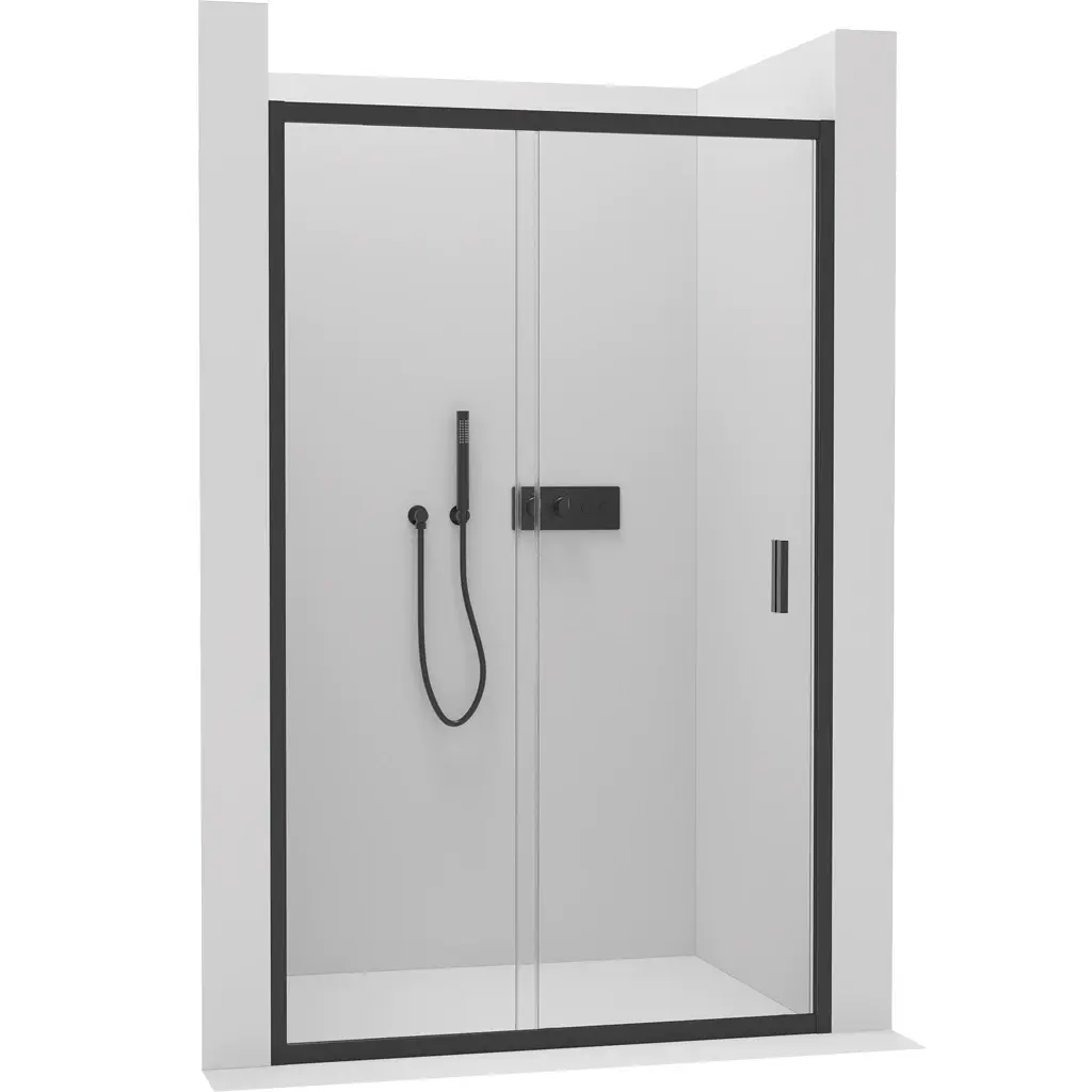 Sprchové posuvné dveře Varone LINE L/P - 6 mm - černá matná, transparentní sklo - 120x195 cm