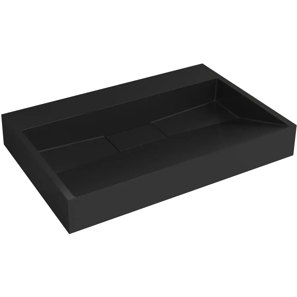 CERANO Umyvadlo z litého mramoru Vita nástěnné i na desku černá matná 70x46 CER-479866