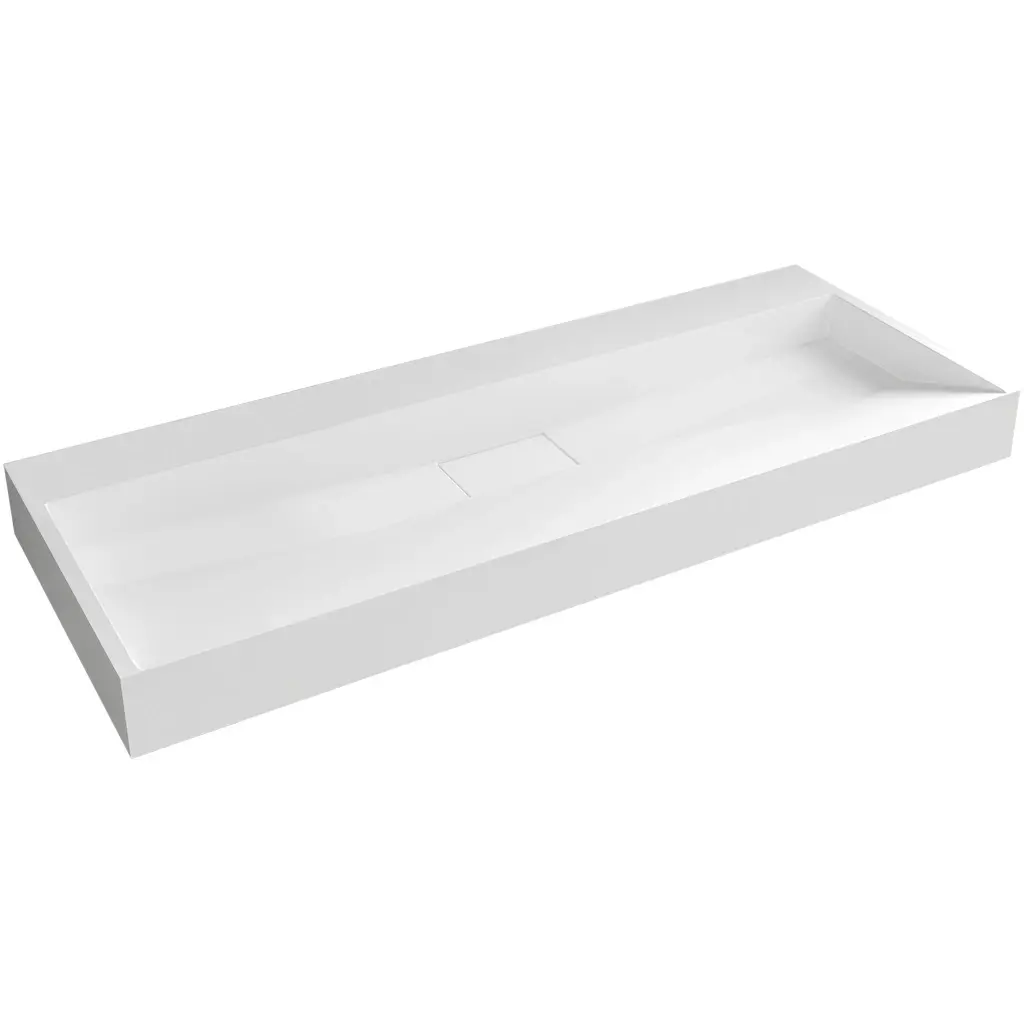 Umyvadlo z litého mramoru Vita - nástěnné i na desku - bílá lesklá - 100x46 cm