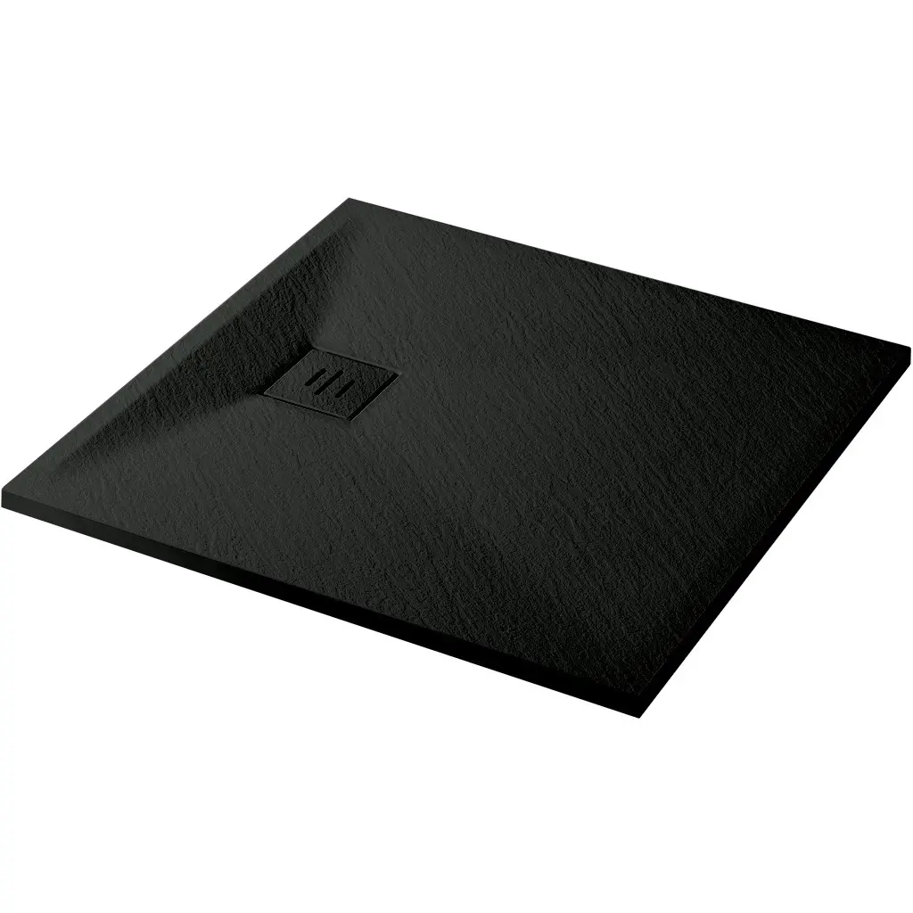 Sprchová vanička čtvercová Pablo - SMC/minerální kompozit - strukturovaná černá matná - 90x90x3 cm
