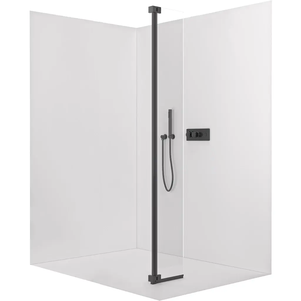 CERANO Přídavný otočný panel ke sprchové zástěně Onyx 8 mm černá matná, transparentní sklo 30x200  CER-537352