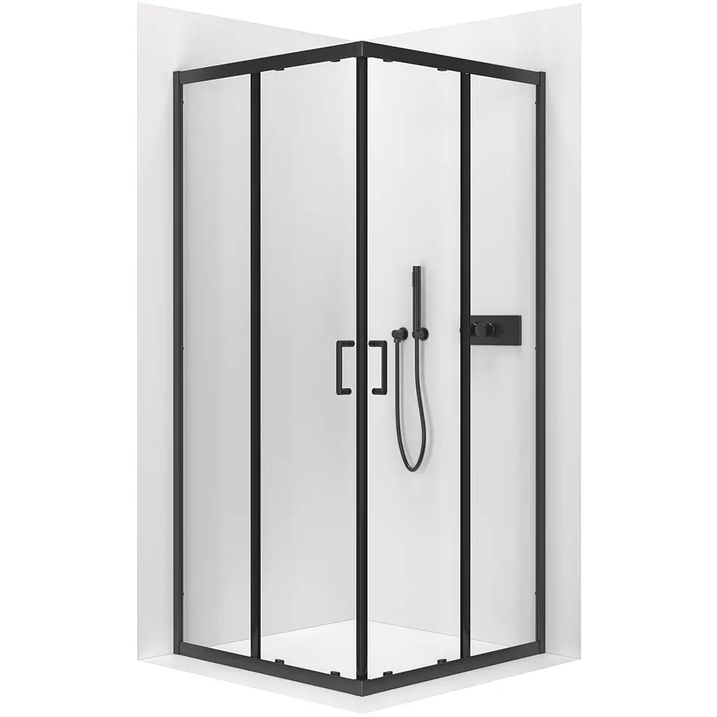 CERANO Sprchový kout Fabrizio L/P 5 mm černá matná, transparentní sklo 100x100x195  posuvný CER-650575