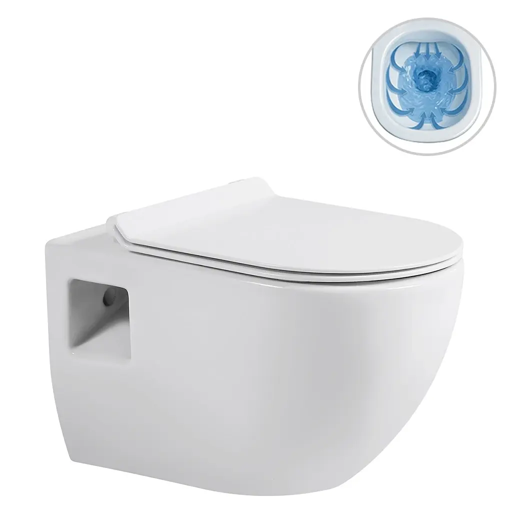CERANO WC závěsné Dure, Rimless bezokrajové splachování + Slim/SoftClose sedátko bílá lesklá 51x35  CER-650938