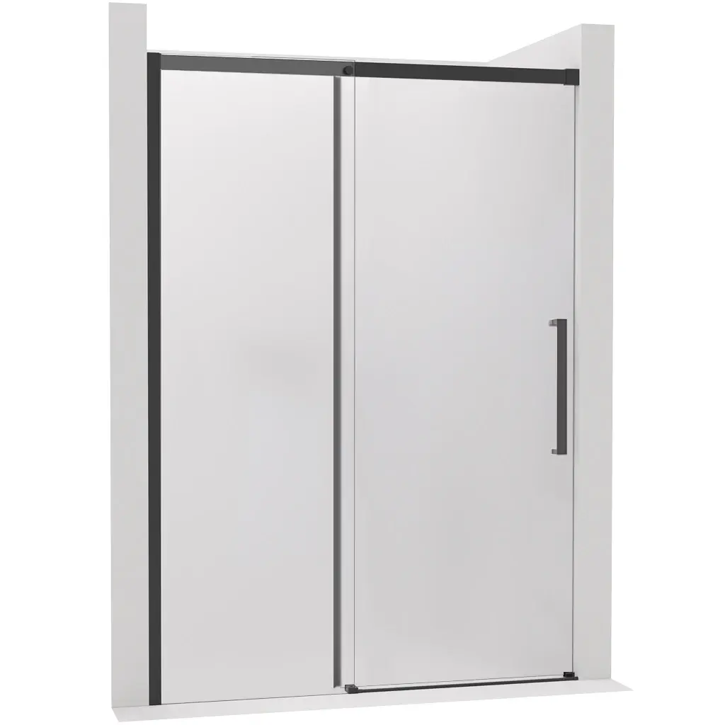 CERANO Sprchové posuvné dveře Lantono levá 8 mm Soft-Close černá matná, mléčné sklo 110x195  CER-662611