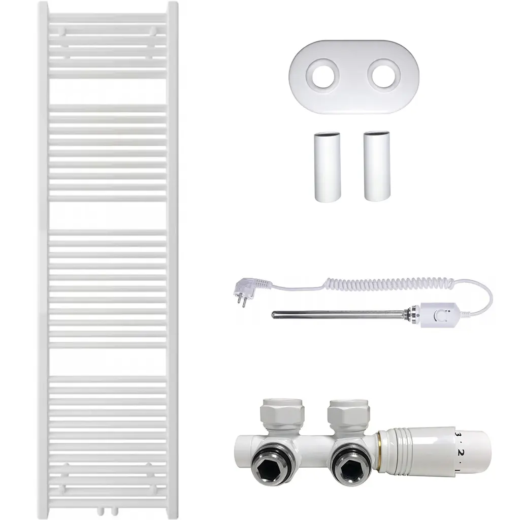 CERANO Koupelnový radiátorový set Lincoln kombinované výtápění, termo tyč středové připojení 50 mm 300W bílá lesklá 1800x500 mm CER-663382