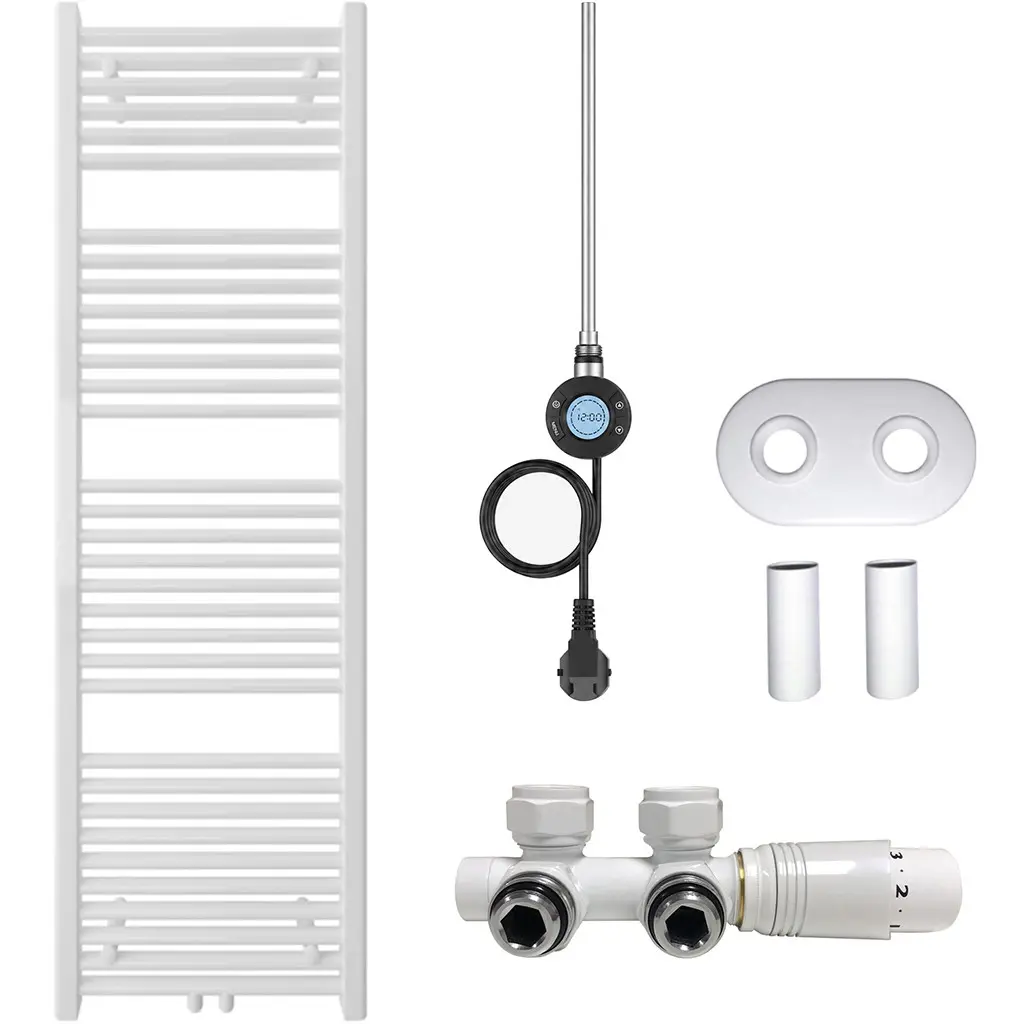 Koupelnový radiátorový set Lincoln - kombinované vytápění, wifi tyč - středové připojení 50 mm - 300W - bílá lesklá - 1600x500 mm