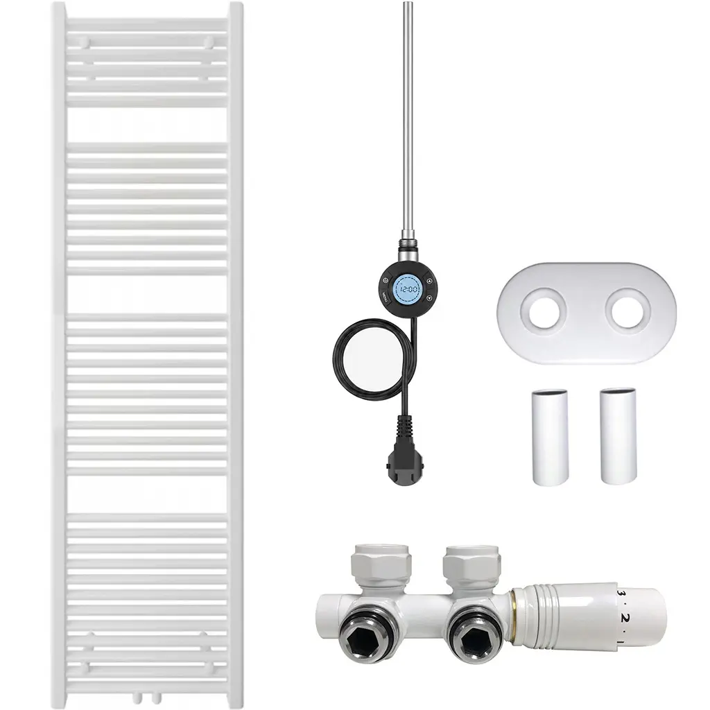 Koupelnový radiátorový set Lincoln - kombinované vytápění, wifi tyč - středové připojení 50 mm - 300W - bílá lesklá - 1800x500 mm