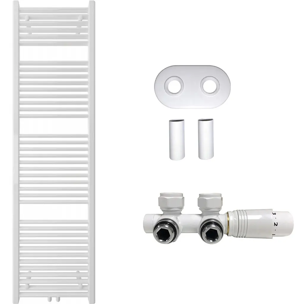 Koupelnový radiátorový set Lincoln - ústřední vytápění - středové připojení 50 mm - 559W - bílá lesklá - 1800x500 mm