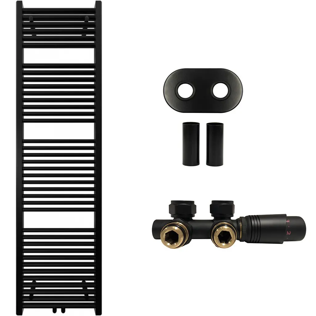 CERANO Koupelnový radiátorový set Lincoln ústřední vytápění středové připojení 50 mm 559W černá matná 1800x500 mm CER-663421