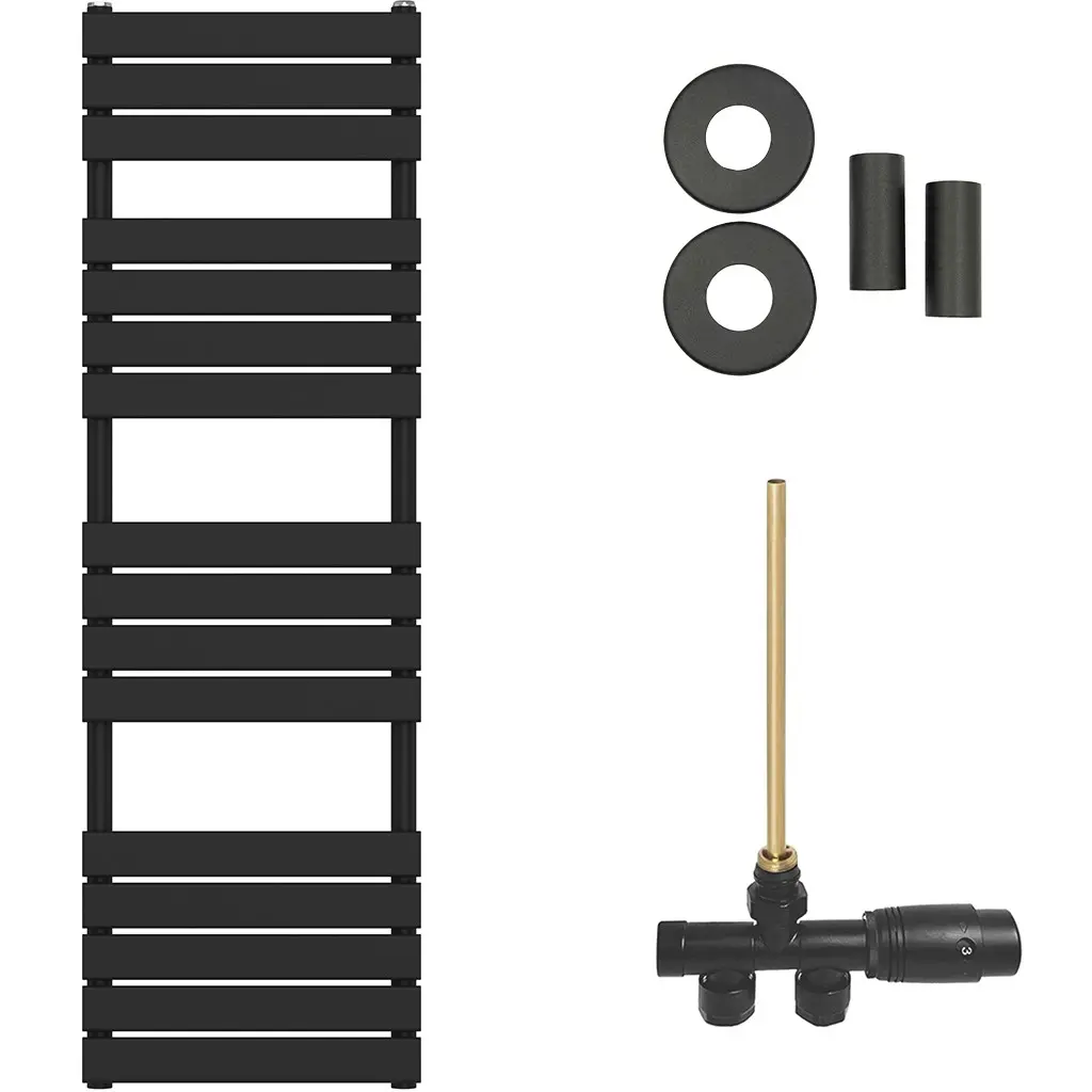 Koupelnový radiátorový set Claude - ústřední vytápění - boční jednobodové připojení - 767W - černá matná - 1600x500 mm