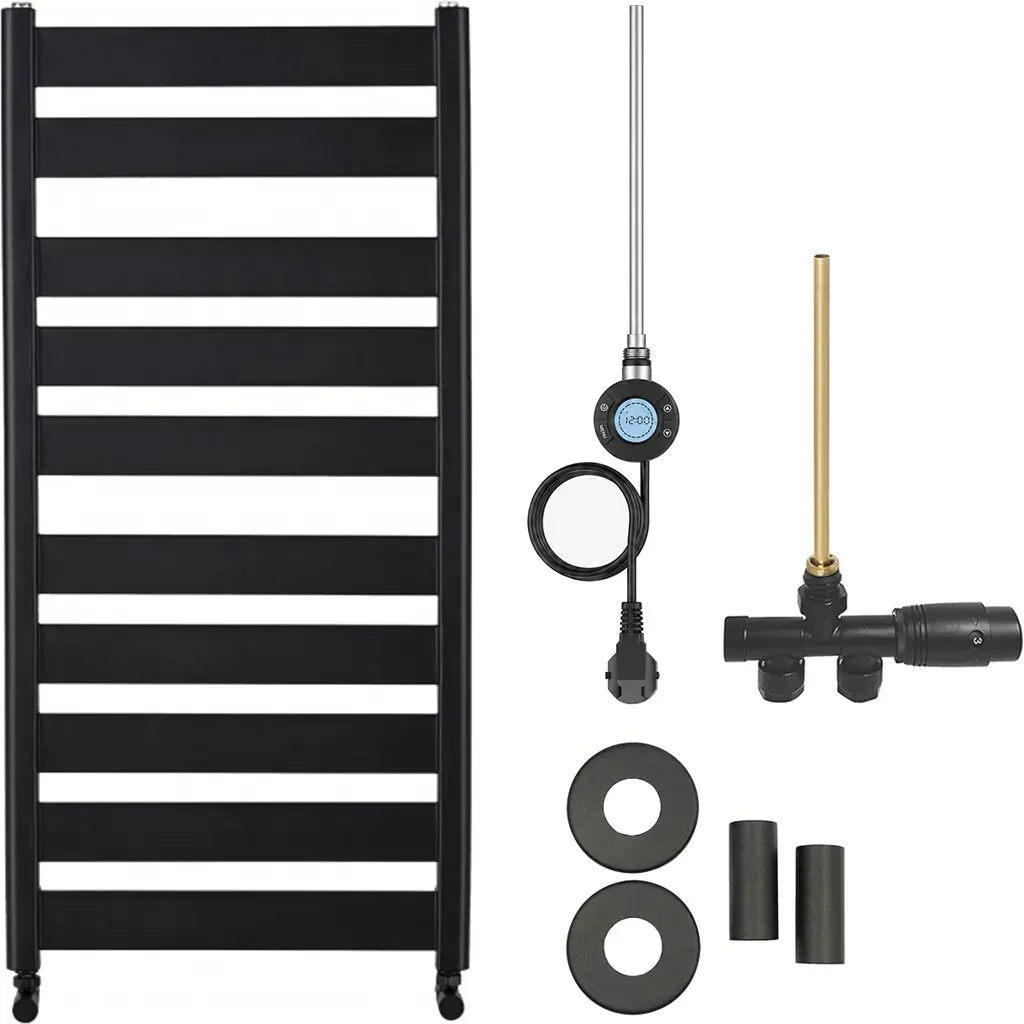 CERANO Koupelnový radiátorový set Marco kombinované vytápění, wifi tyč boční jednobodové připojení 600W černá matná 1125x550 mm CER-663718
