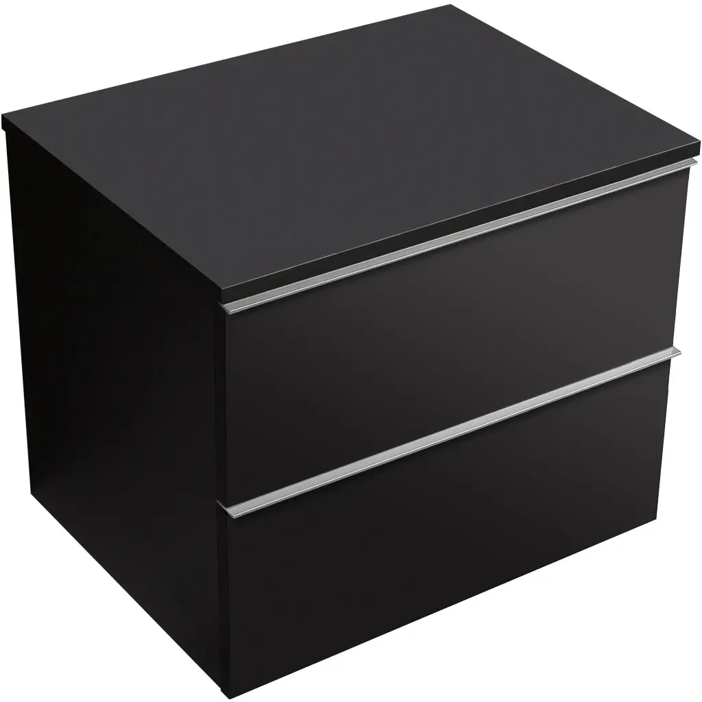 CERANO Koupelnová skříňka Velora černá matná, úchytka chrom + deska pod umyvadlo Navira Slim 18 mm 60x54,8x46,5 CER-664777