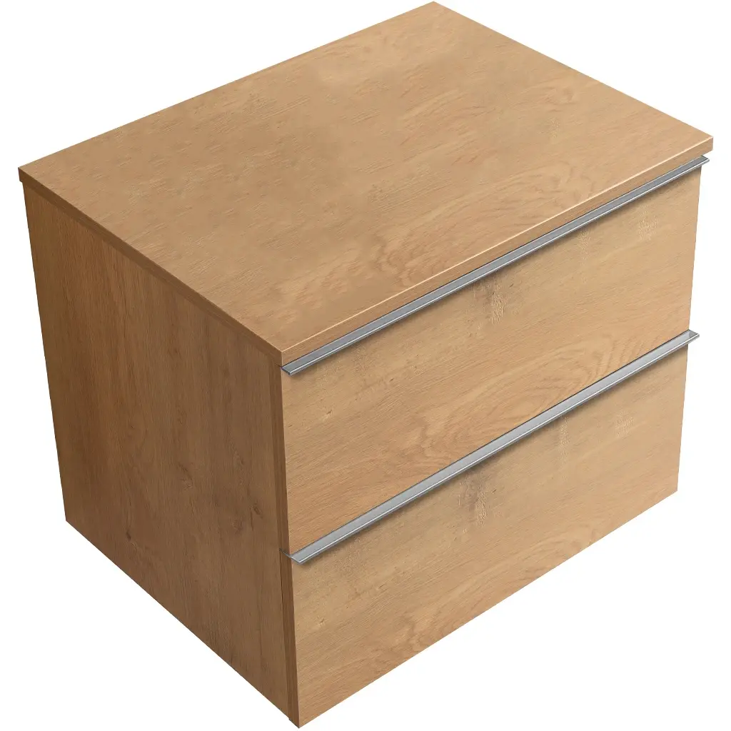 CERANO Koupelnová skříňka Velora dub medový, úchytka chrom + deska pod umyvadlo Navira Slim 18 mm 70x54,8x46,5  CER-664825
