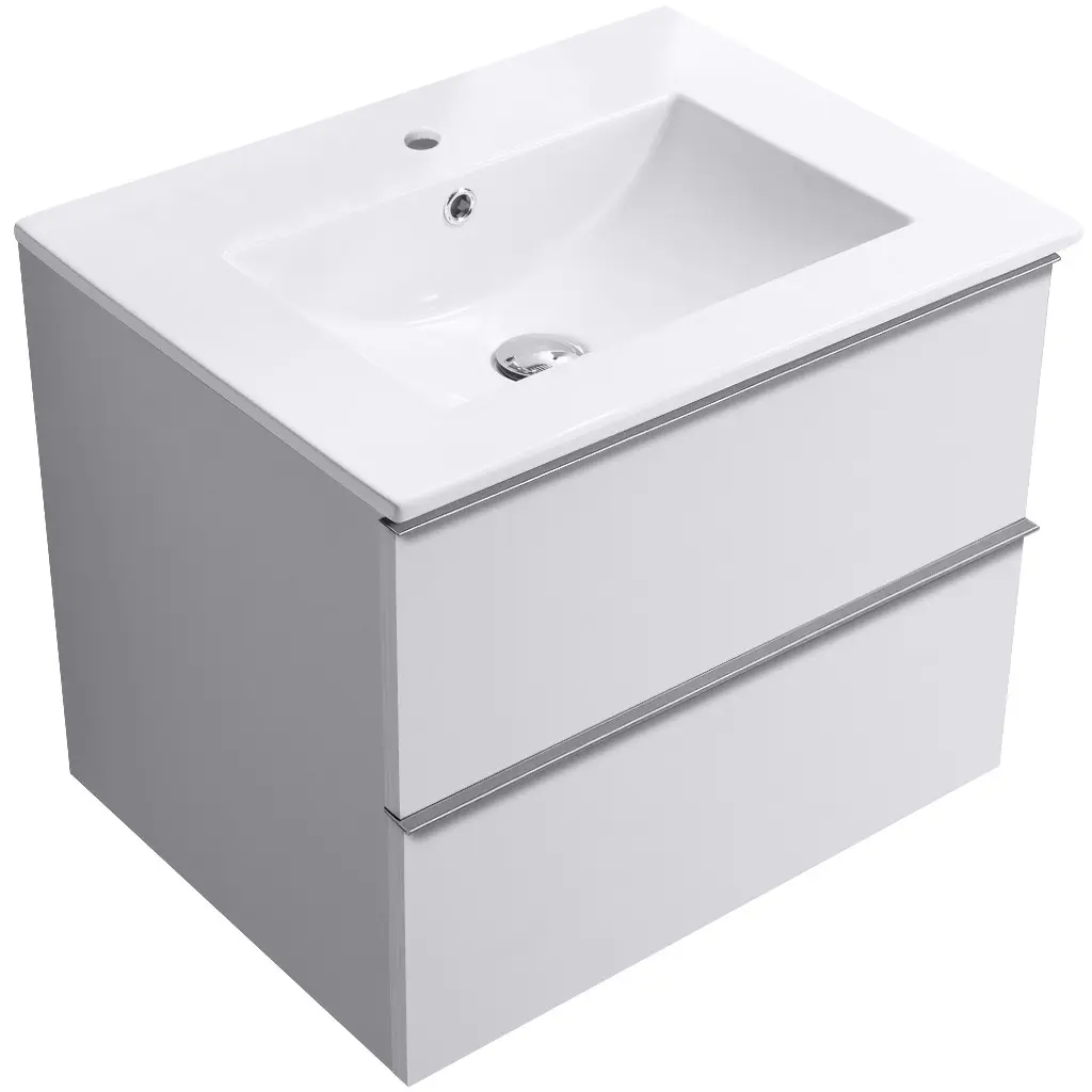 CERANO Koupelnová skříňka Velora bílá matná, úchytka chrom + keramické umyvadlo Todo bílá lesklá 71x55x46,5 CER-664870