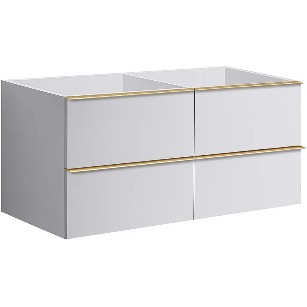 CERANO Koupelnová skříňka pod umyvadlo s úchytkou Velora bílá matná, úchytka zlatá 138x53x46,5 CER-664963