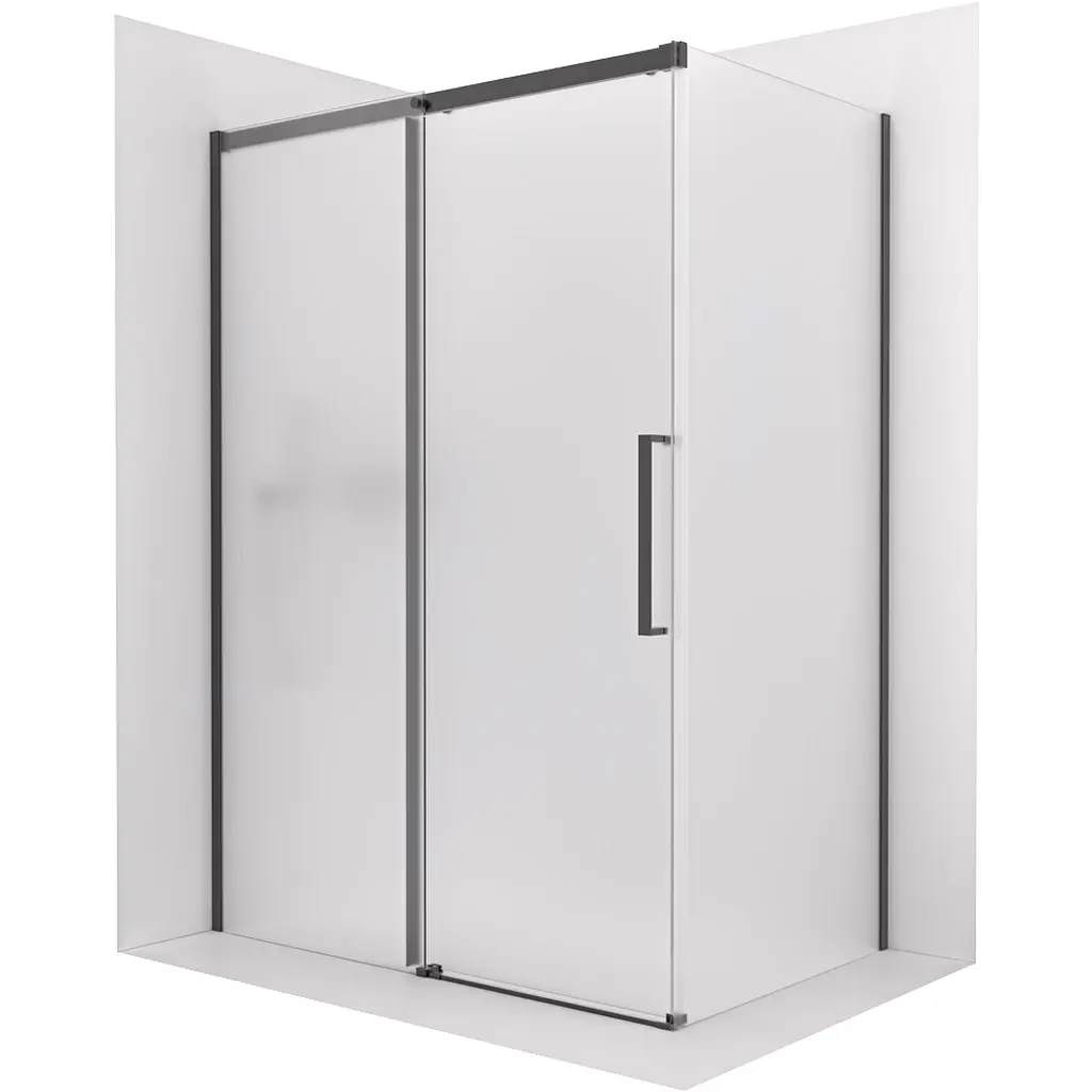 CERANO Sprchový kout Lantono levá 8 mm Soft-Close černá matná, mléčné sklo 110x100 posuvný CER-665239