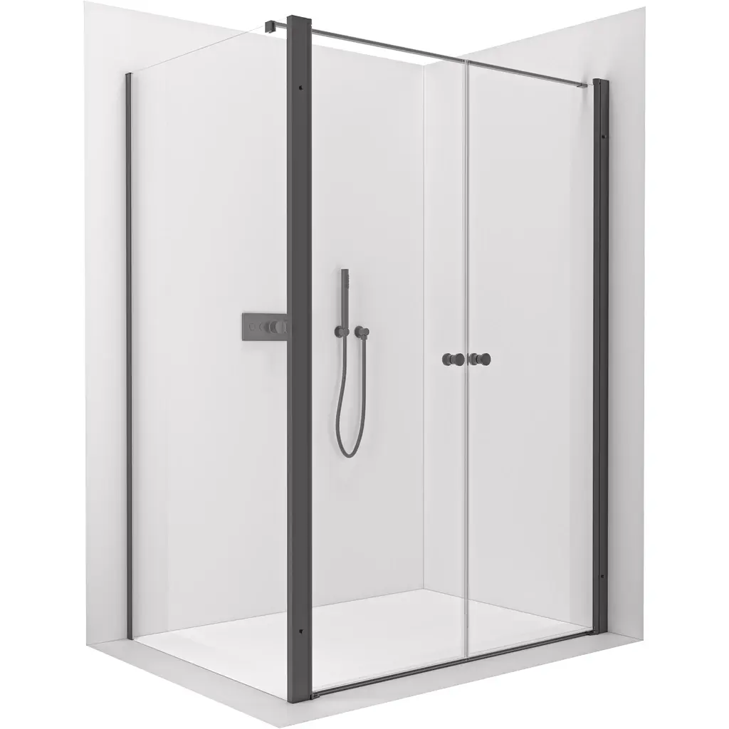 CERANO Sprchový kout Antelo L L/P 6 mm černá matná, transparentní sklo 108x50  otočný CER-666274