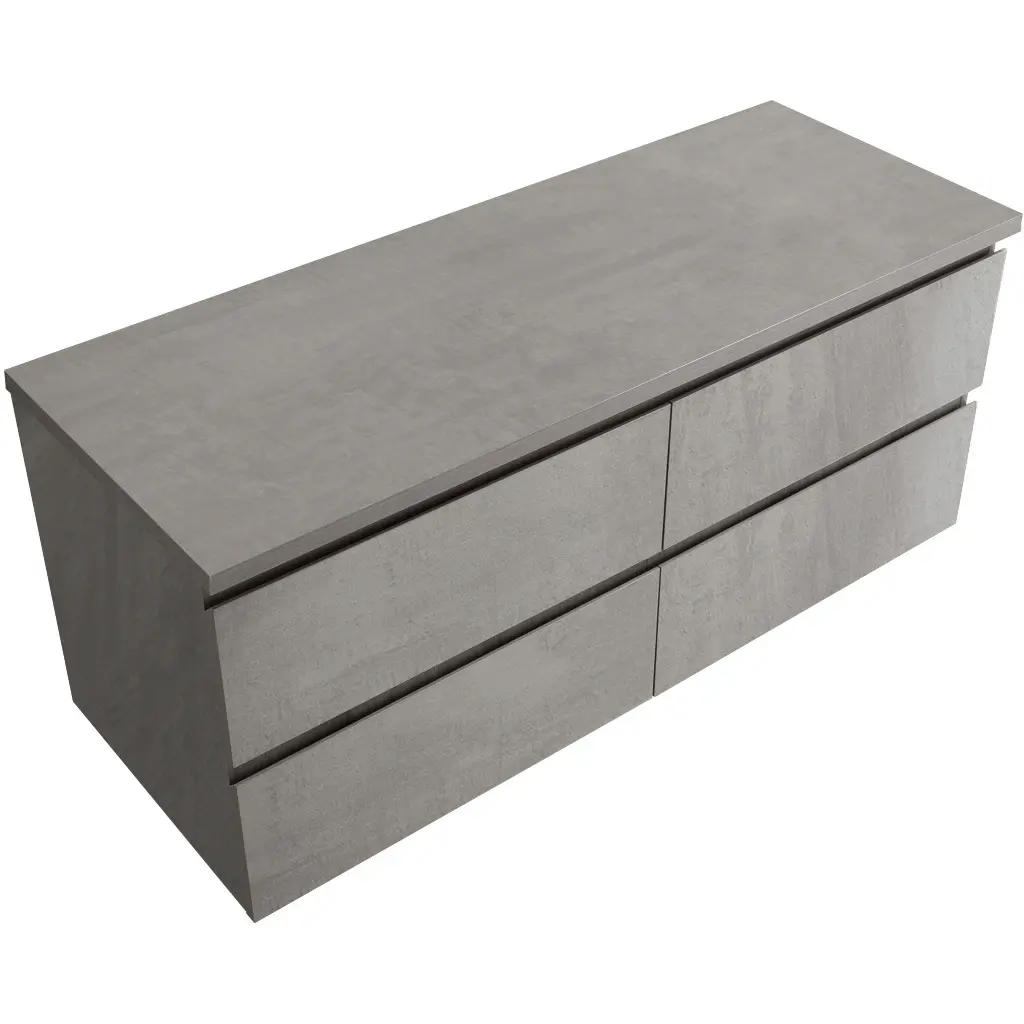 Koupelnová skříňka Carole - betonově šedá + deska pod umyvadlo Navira Pro - 36 mm - 120x51,6x46 cm