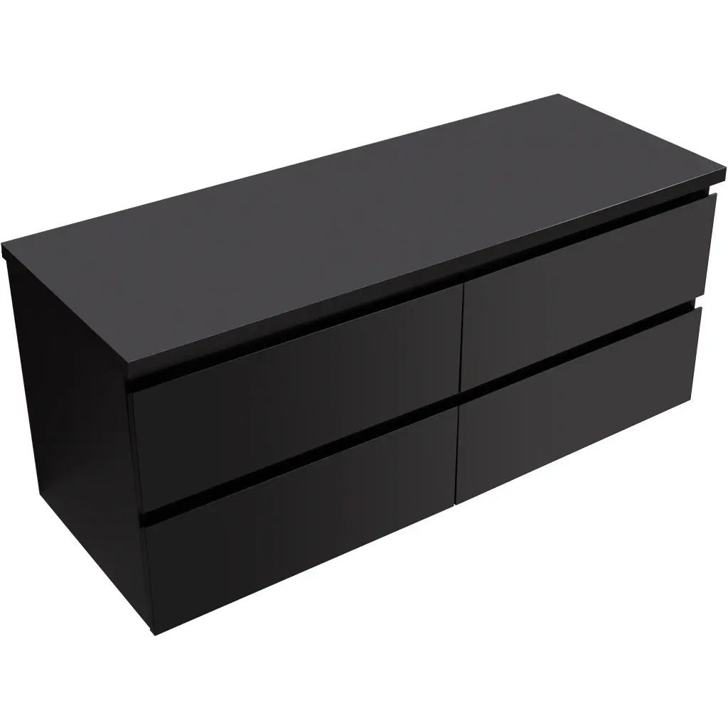 CERANO Koupelnová skříňka Carole + deska pod umyvadlo Navira Pro 36 mm černá matná 160x51,6x46  CER-668291