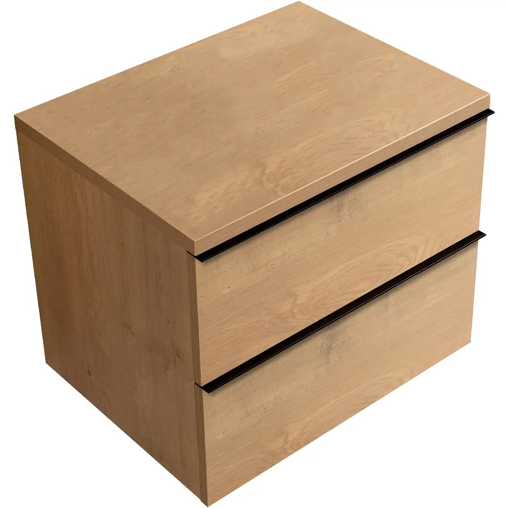 CERANO Koupelnová skříňka Velora dub medový, úchytka černá + deska pod umyvadlo Navira Pro 36 mm 70x56,6x46,5 CER-668666