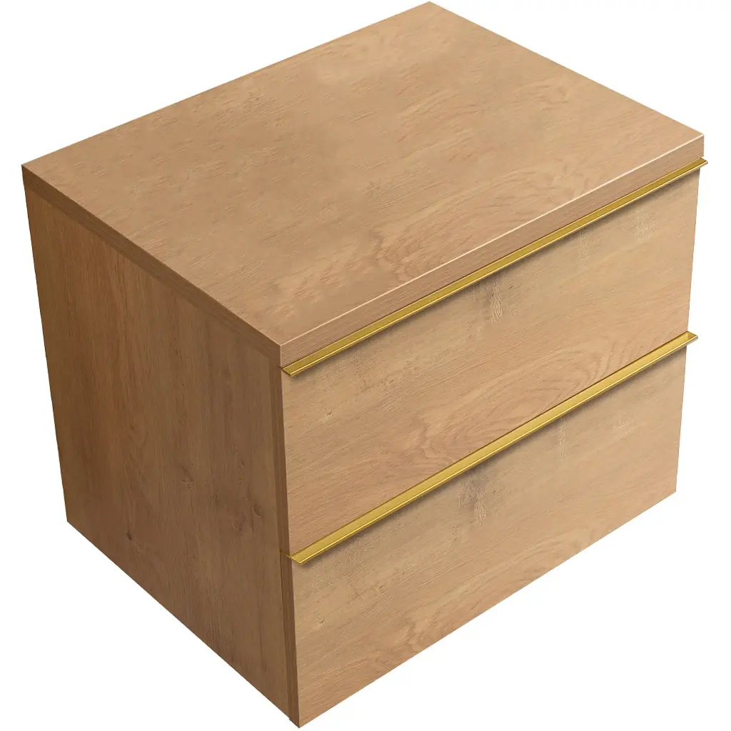 CERANO Koupelnová skříňka Velora dub medový, úchytka zlatá + deska pod umyvadlo Navira Pro 36 mm 70x56,6x46,5 CER-668687