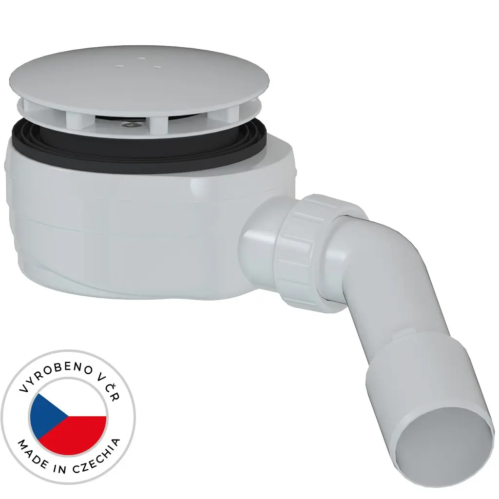 CERANO Sifon sprchové vaničky nízký 90mm DN40/50 krytka bílá matná CER-676669
