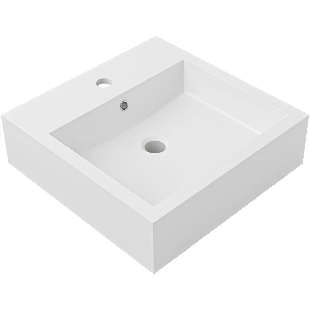CERANO Umyvadlo z litého mramoru Esme s přepadem bílá matná 45x45  CER-679469