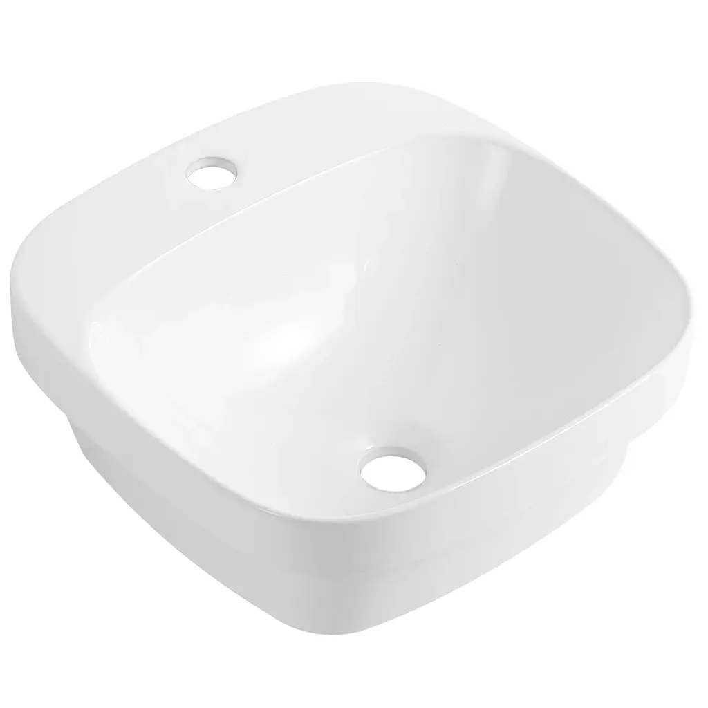 CERANO Umyvadlo keramické polozápustné i na desku Nera bílá lesklá 42,5x42,5  CER-680353