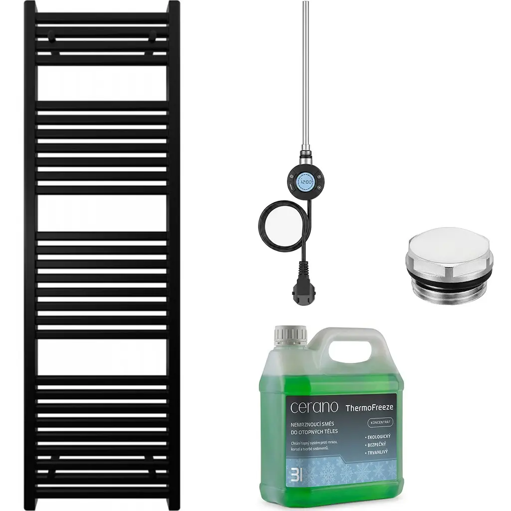 CERANO Koupelnový elektrický radiátorový set Donovan WIFI 300W černá matná 1600x500 mm CER-680545
