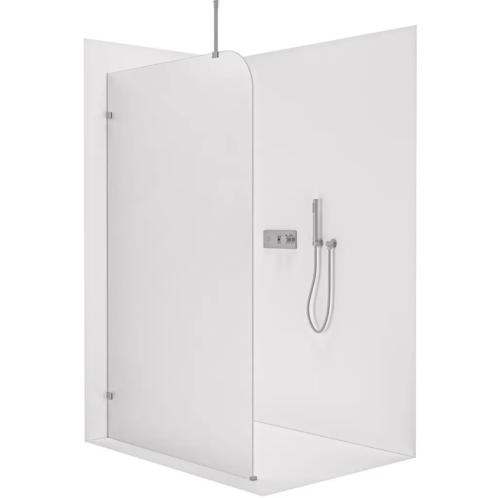 Sprchová zástěna Walk-in Orbis Top Round - Levá - 8 mm - kulatá vzpěra - chrom, mléčné sklo - 160x200 cm