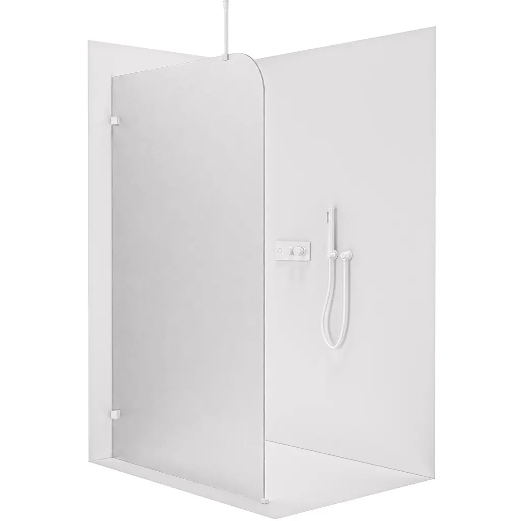 CERANO Sprchová zástěna Walk-in Orbis Top Round Levá 8 mm kulatá vzpěra bílá matná, mléčné sklo 160x200  CER-682564
