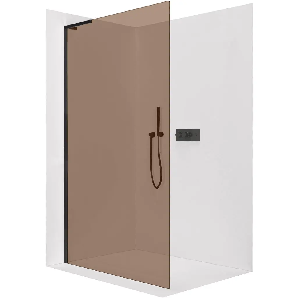 CERANO Sprchová zástěna Walk-in Onyx L-levá vzpěra 8 mm černá matná, bronzové sklo 50x200  CER-687991