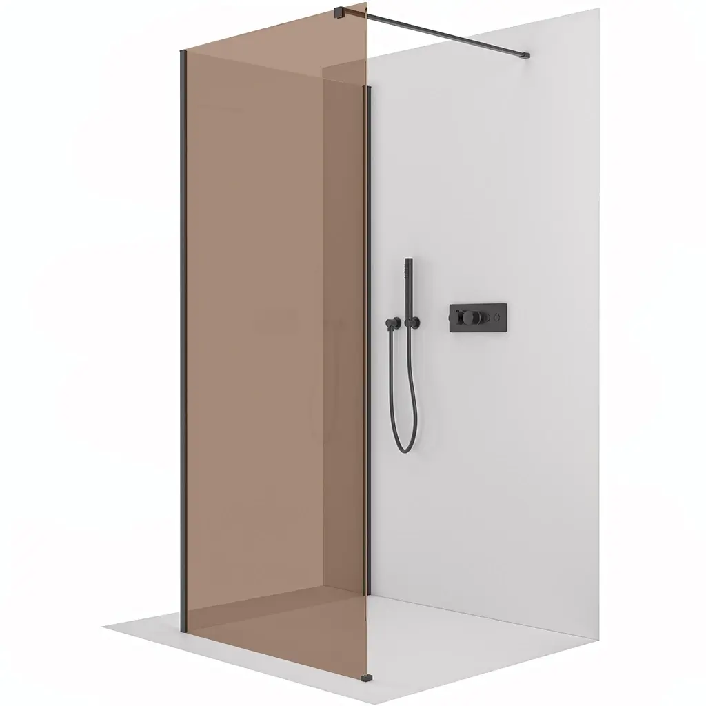 CERANO Sprchová zástěna Walk-in Onyx Corner Cube L/P 8 mm hranatá vzpěra černá matná, bronzové sklo 120x70x200  CER-688168