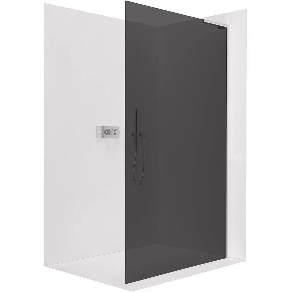 CERANO Sprchová zástěna Walk-in Onyx L-pravá vzpěra 8 mm chrom, grafitové sklo 100x200  CER-8050BD1032