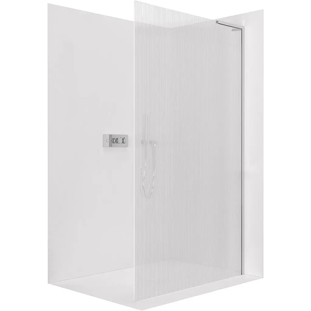 CERANO Sprchová zástěna Walk-in Onyx L-pravá vzpěra 8 mm chrom, rýhované sklo 80x200  CER-8050BD1066