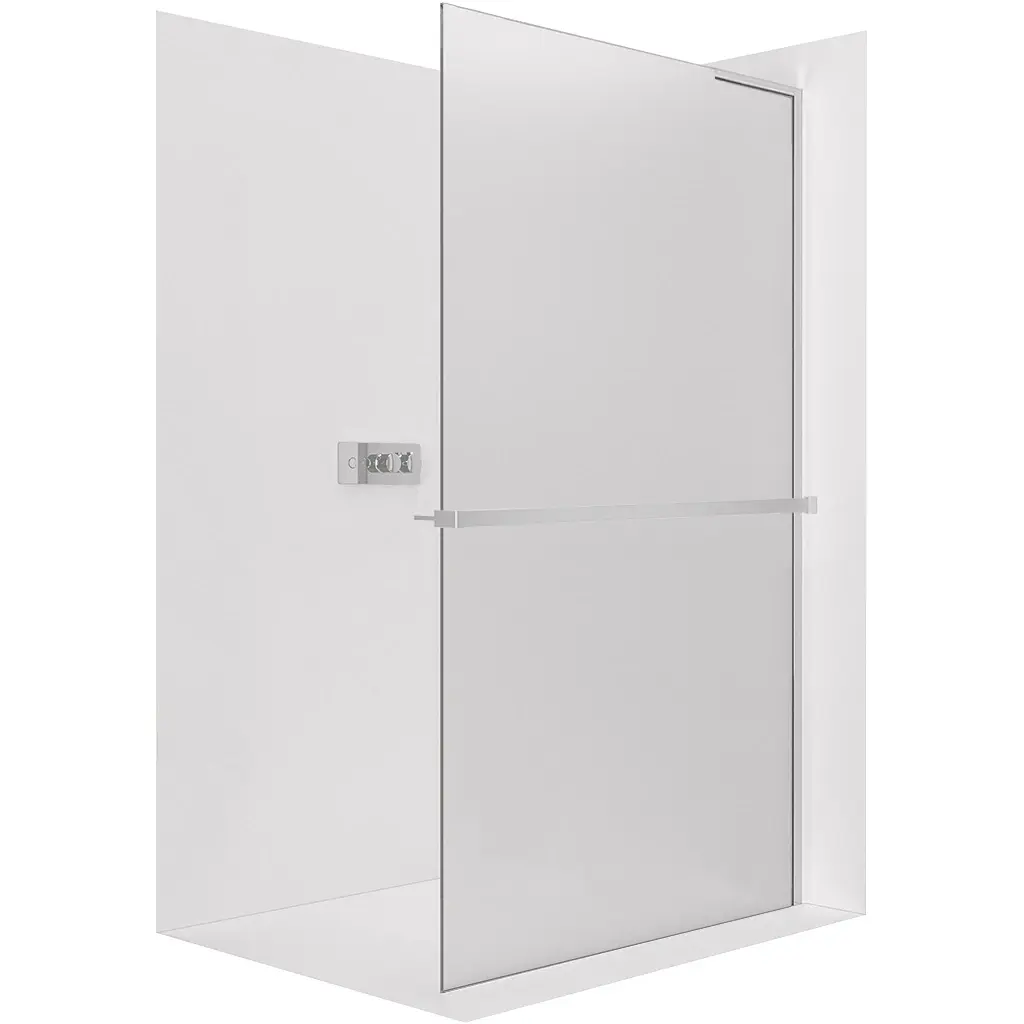 CERANO Sprchová zástěna Walk-in Onyx L-pravá vzpěra 8 mm + polička/držák na ručníky chrom, mléčné sklo 110x200  CER-8050BD1105