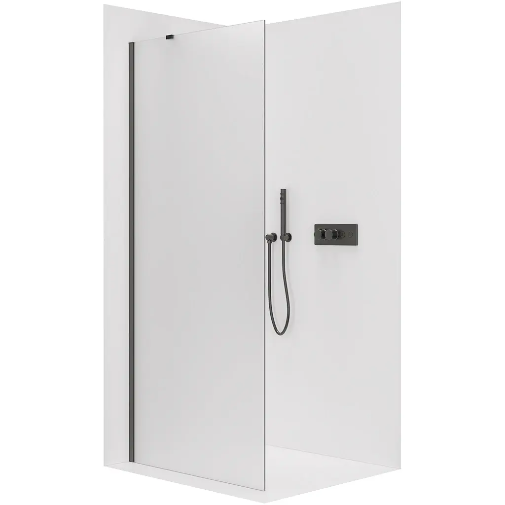 CERANO Sprchová zástěna Walk-in Onyx Y L/P 8 mm černá matná, mléčné sklo 80x200 CER-8050BD1150