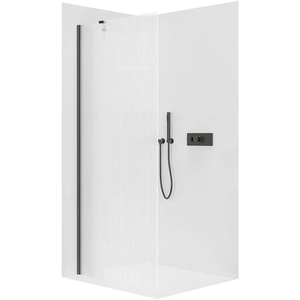 CERANO Sprchová zástěna Walk-in Onyx Y L/P 8 mm černá matná, rýhované sklo 150x200  CER-8050BD1157