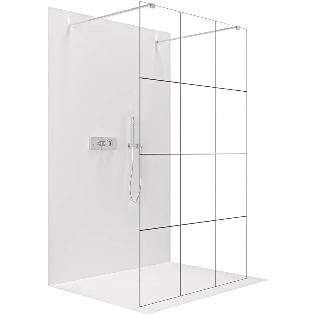 CERANO Sprchová zástěna Walk-in Onyx Duo L/P 8 mm hranatá vzpěra  chrom, industriální sklo 160x200  CER-8050BD1828