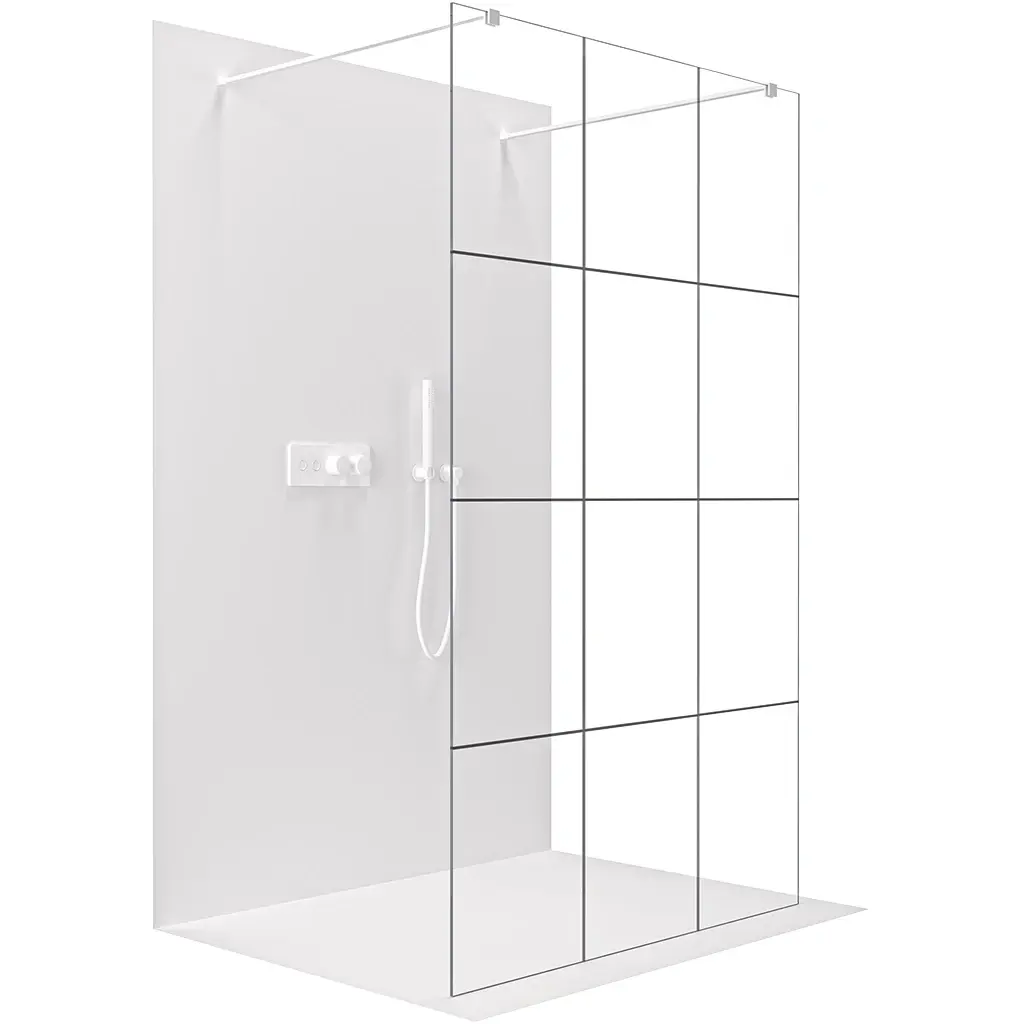 CERANO Sprchová zástěna Walk-in Onyx Duo L/P 8 mm hranatá vzpěra   bílá matná, industriální sklo 90x200  CER-8050BD1829
