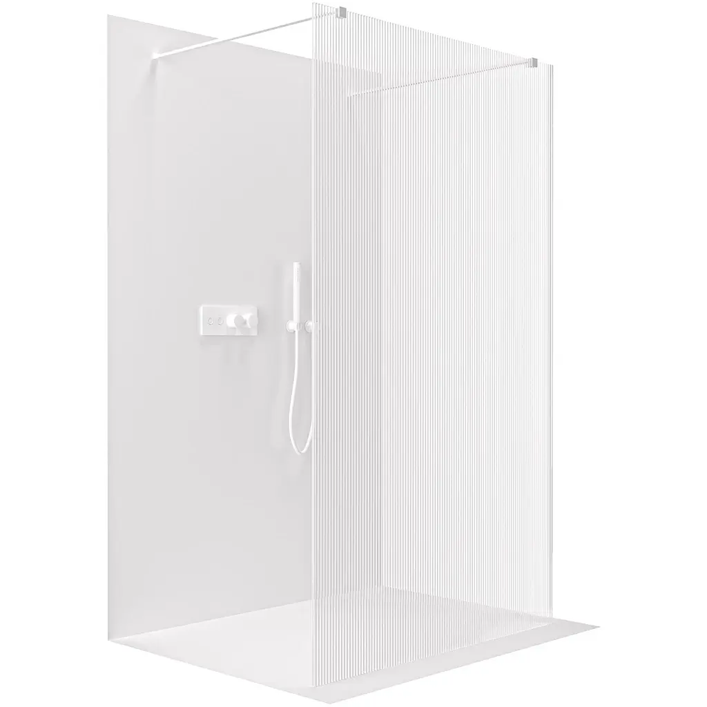 Sprchová zástěna Walk-in Onyx Duo L/P - 8 mm - hranatá vzpěra - bílá matná, rýhované sklo - 150x200 cm