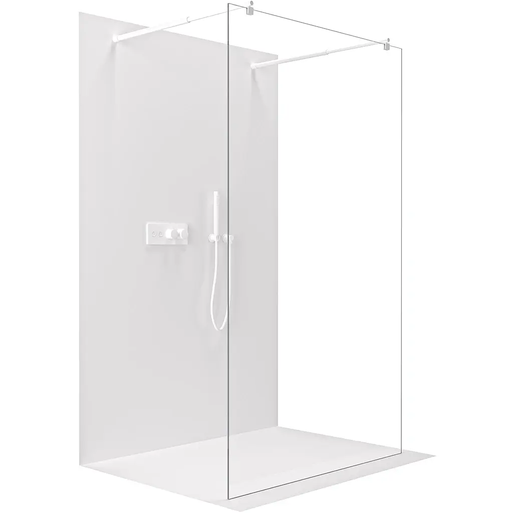 Sprchová zástěna Walk-in Onyx Duo L/P - 8 mm - kulatá vzpěra - bílá matná, transparentní sklo - 80x200 cm