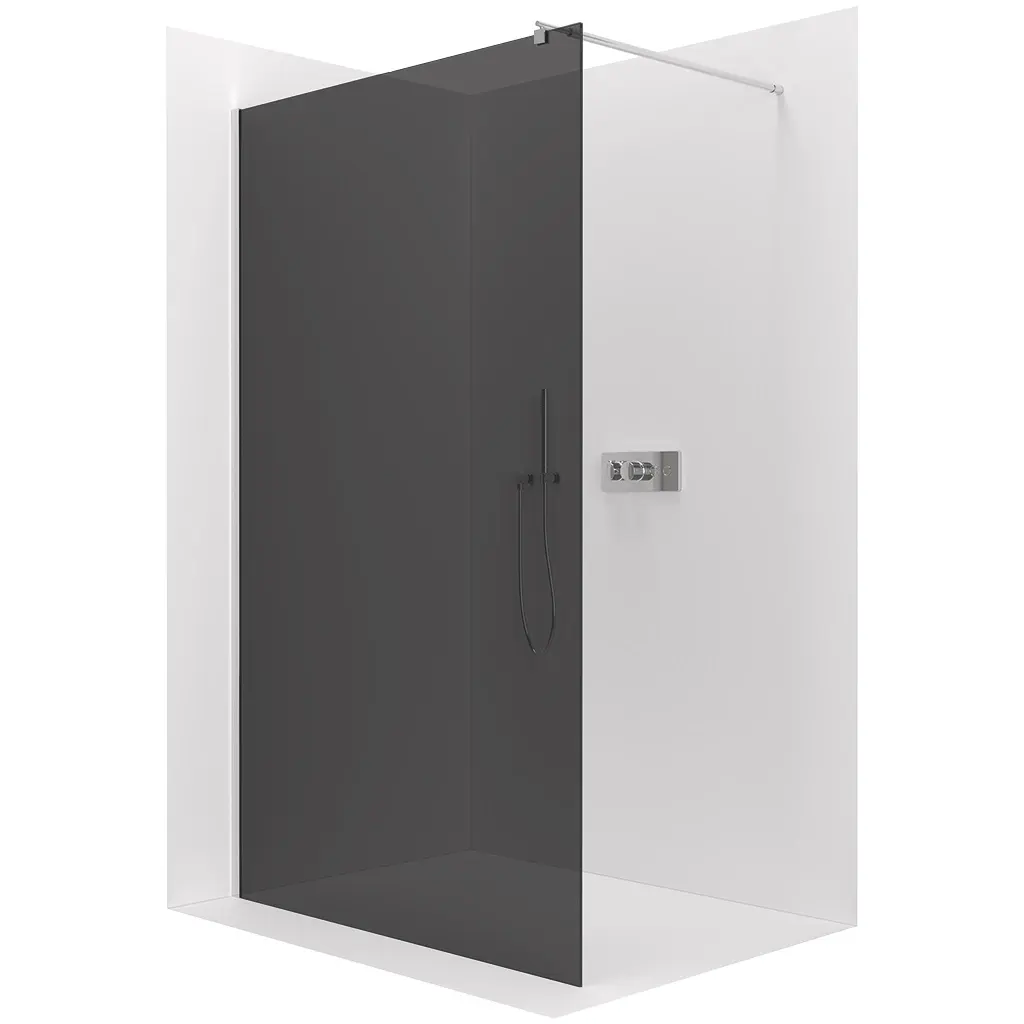 CERANO Sprchová zástěna Walk-in Onyx Round L/P 8 mm kulatá vzpěra chrom, grafitové sklo 50x200  CER-8050BD215