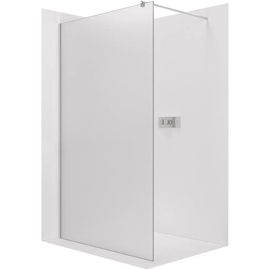 Sprchová zástěna Walk-in Onyx Round L/P - 8 mm - kulatá vzpěra - chrom, mléčné sklo - 100x200 cm