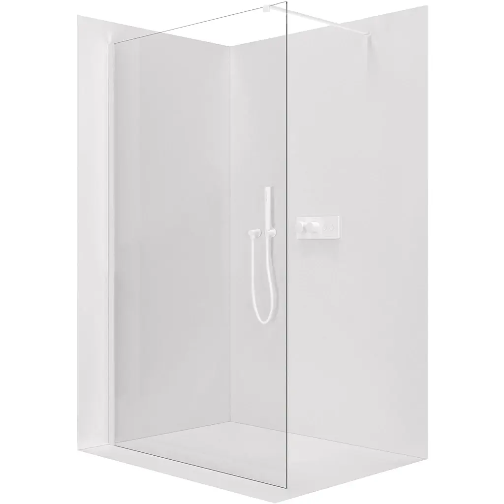 Sprchová zástěna Walk-in Onyx Cube L/P - 8 mm - hranatá vzpěra - bílá matná, transparentní sklo - 100x200 cm