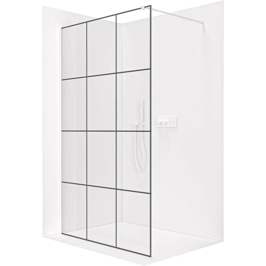 Sprchová zástěna Walk-in Onyx Cube L/P - 8 mm - hranatá vzpěra - bílá matná, industriální sklo - 160x200 cm
