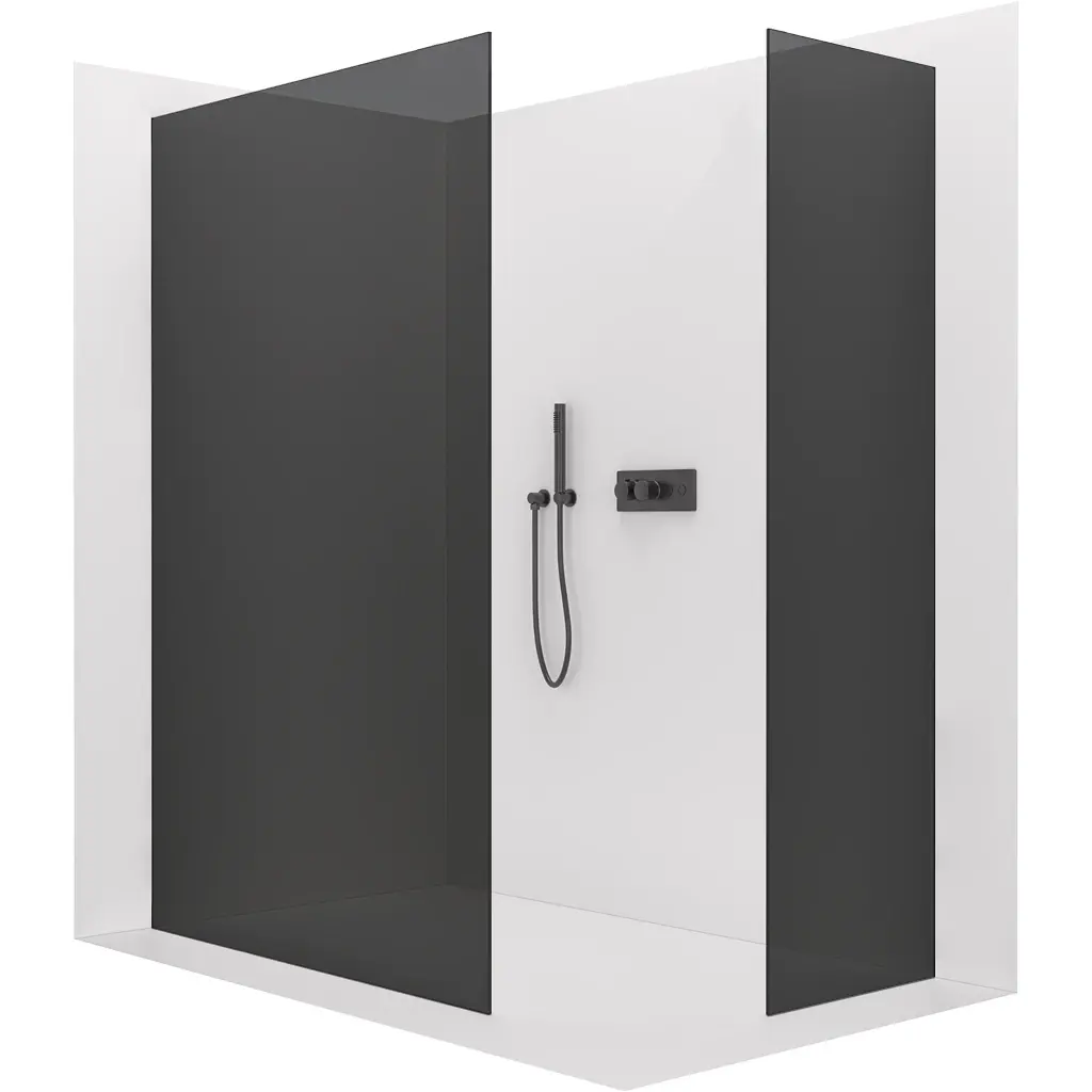 CERANO Sprchová zástěna Walk-in Crystal T L/P 8 mm bezvzpěrový systém zlatá, grafitové sklo 150x150x200  CER-8050BD5568