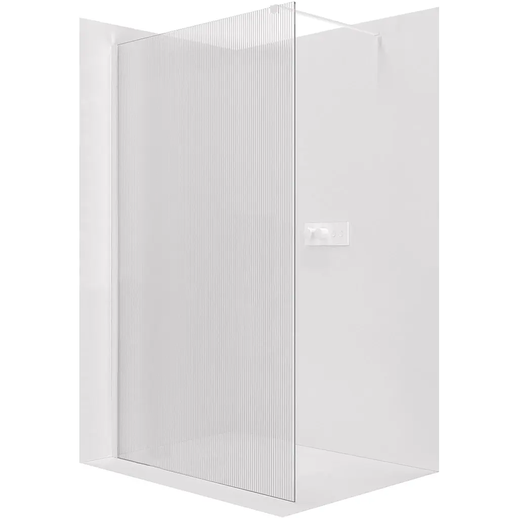 Sprchová zástěna Walk-in Onyx Cube L/P - 8 mm - hranatá vzpěra - bílá matná, rýhované sklo - 150x200 cm