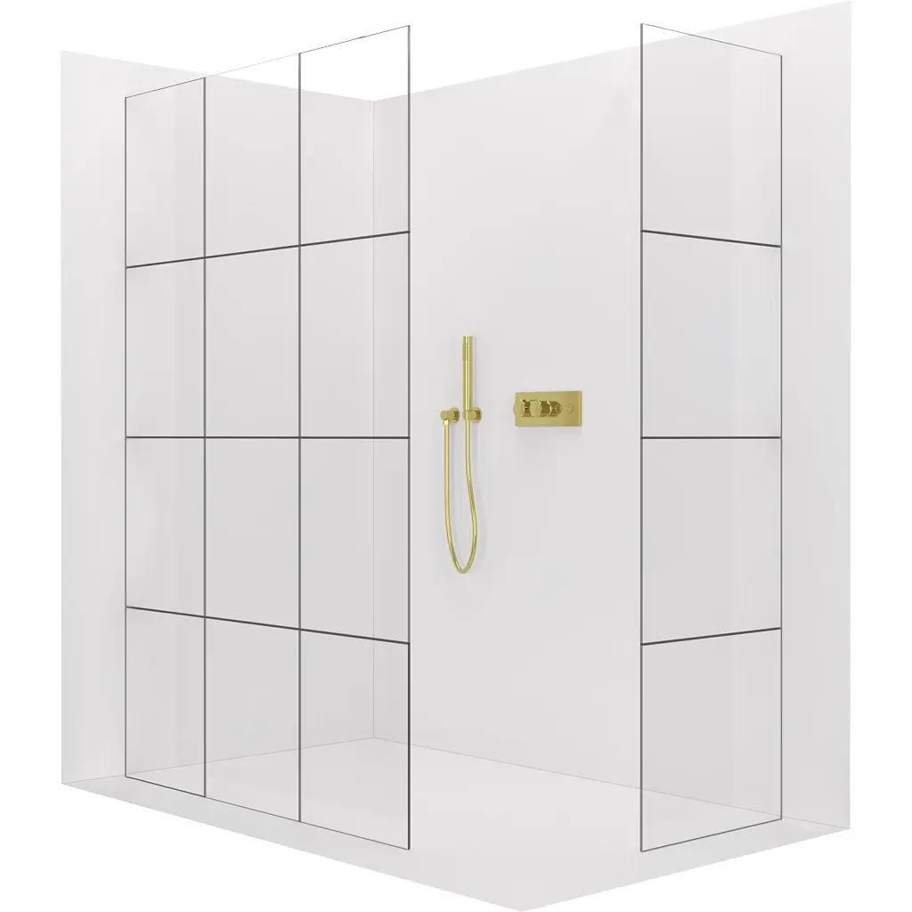 CERANO Sprchová zástěna Walk-in Crystal T L/P 8 mm bezvzpěrový systém zlatá, industriální sklo 160x150x200 CER-8050BD5884