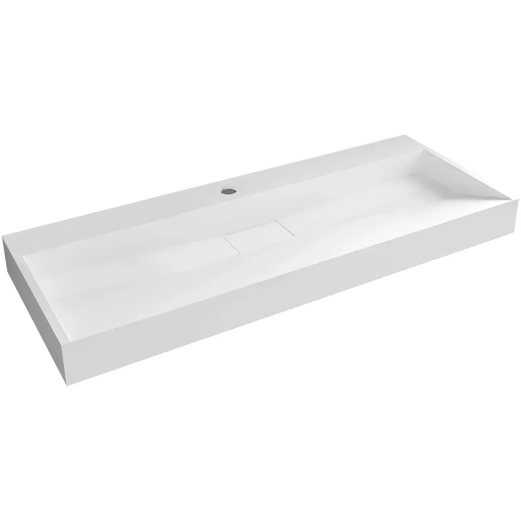Umyvadlo z litého mramoru Vita - nástěnné i na desku - otvor pro baterii - bílá matná - 100x46 cm